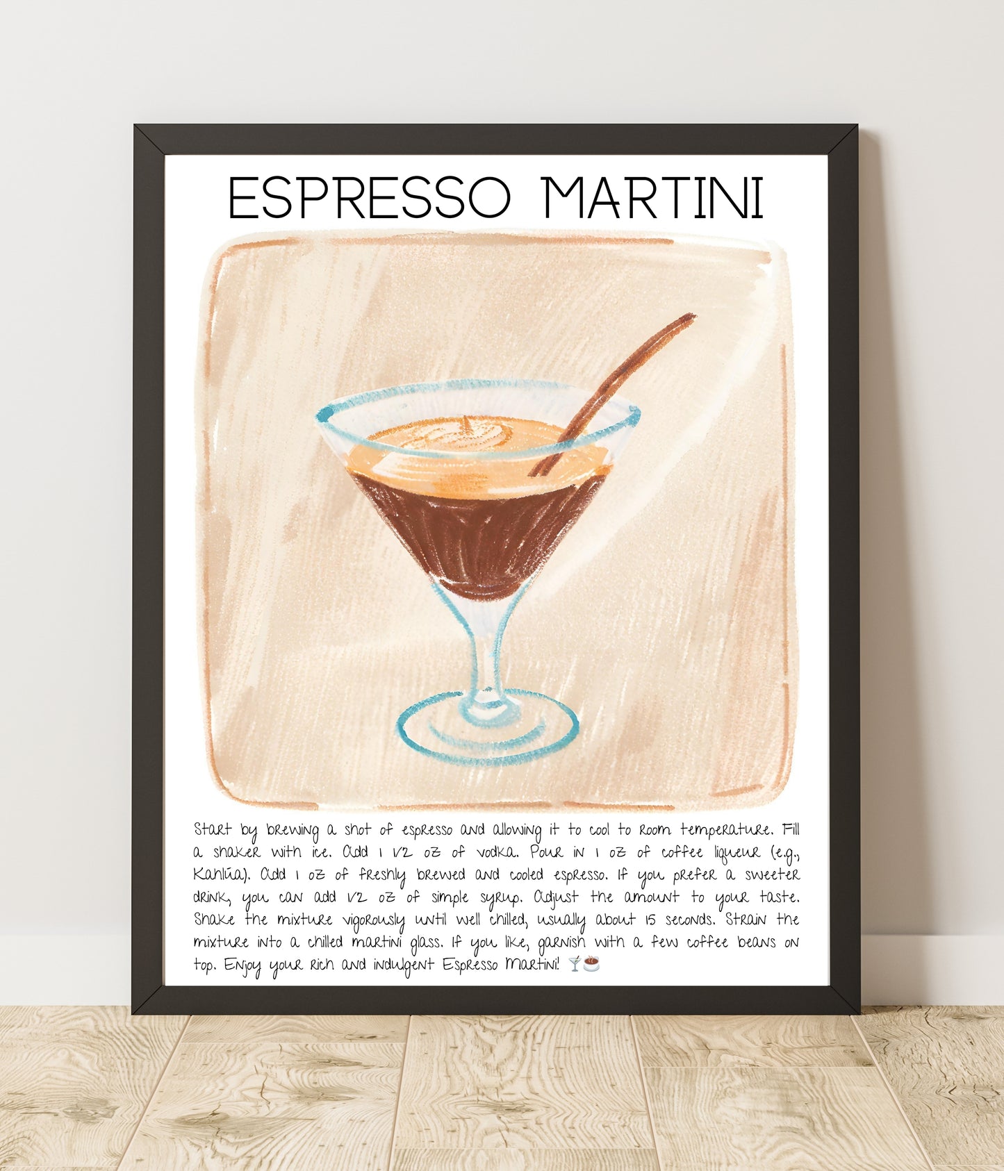 Cocktail Art Print Design Poster Espresso Martini Bar Decor