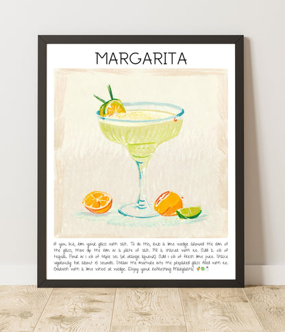 Art Print Tasarım Kokteyl Poster Margarita Bar Dekor