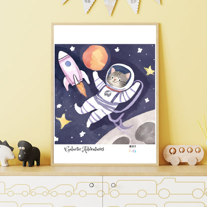 Galactic Adventurers No.11 Art Print Tasarım Çocuk Odası Posteri 