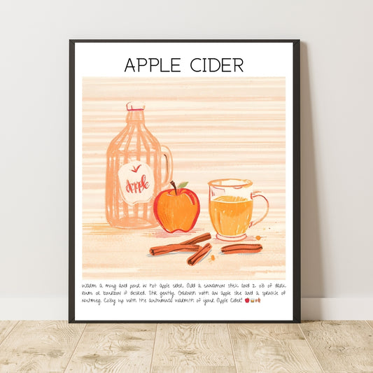 Cocktail Art Print Design Poster Apple Cider Bar Decor