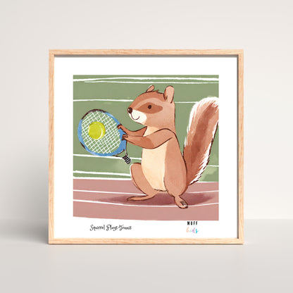 Kids Art Print Design Sportive Squirrel No.3 Poster For Kids