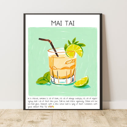 Cocktail Art Print Design Poster Bar Mai Tai Decor