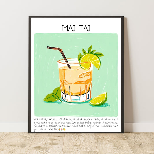 Cocktail Art Print Design Poster Bar Mai Tai Decor