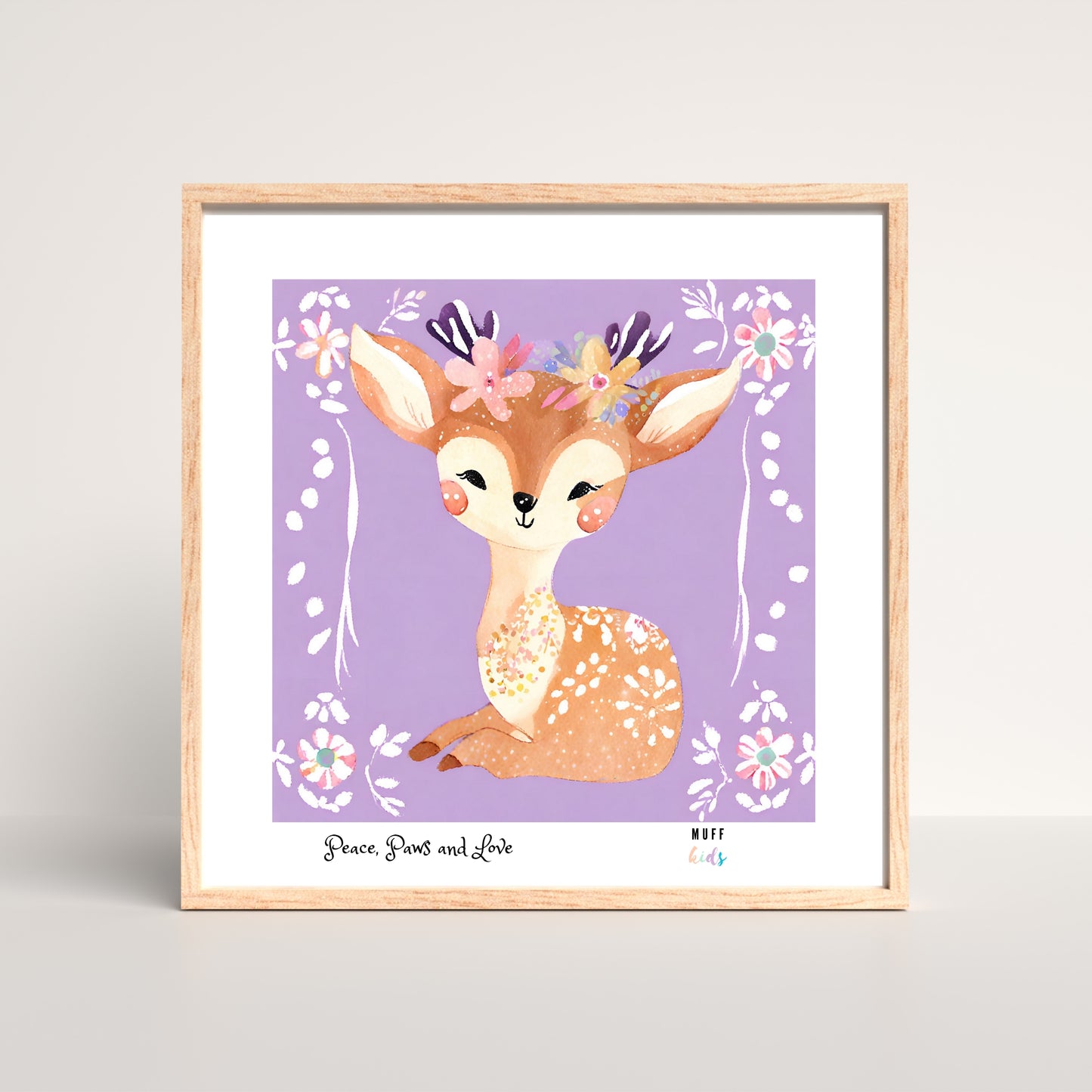 Peace, Paws and Love Deer No:5 Art Print Poster For Kids