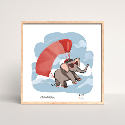 Kids Art Print Flying Elephant No.4 Poster For Kids