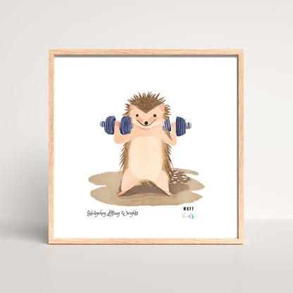 Kids Art Print Design Sportive Hedgehog No.2 Poster For Kids