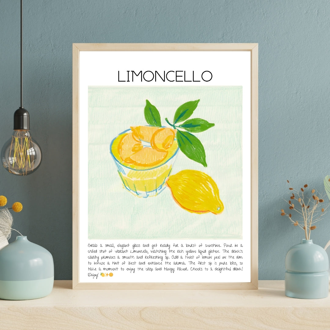 Art Print Tasarım Kokteyl Poster Limoncello Bar Dekor