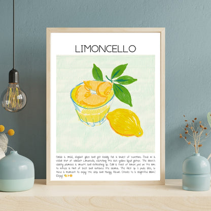 Cocktail Art Print Design Poster Limoncello Bar Decor