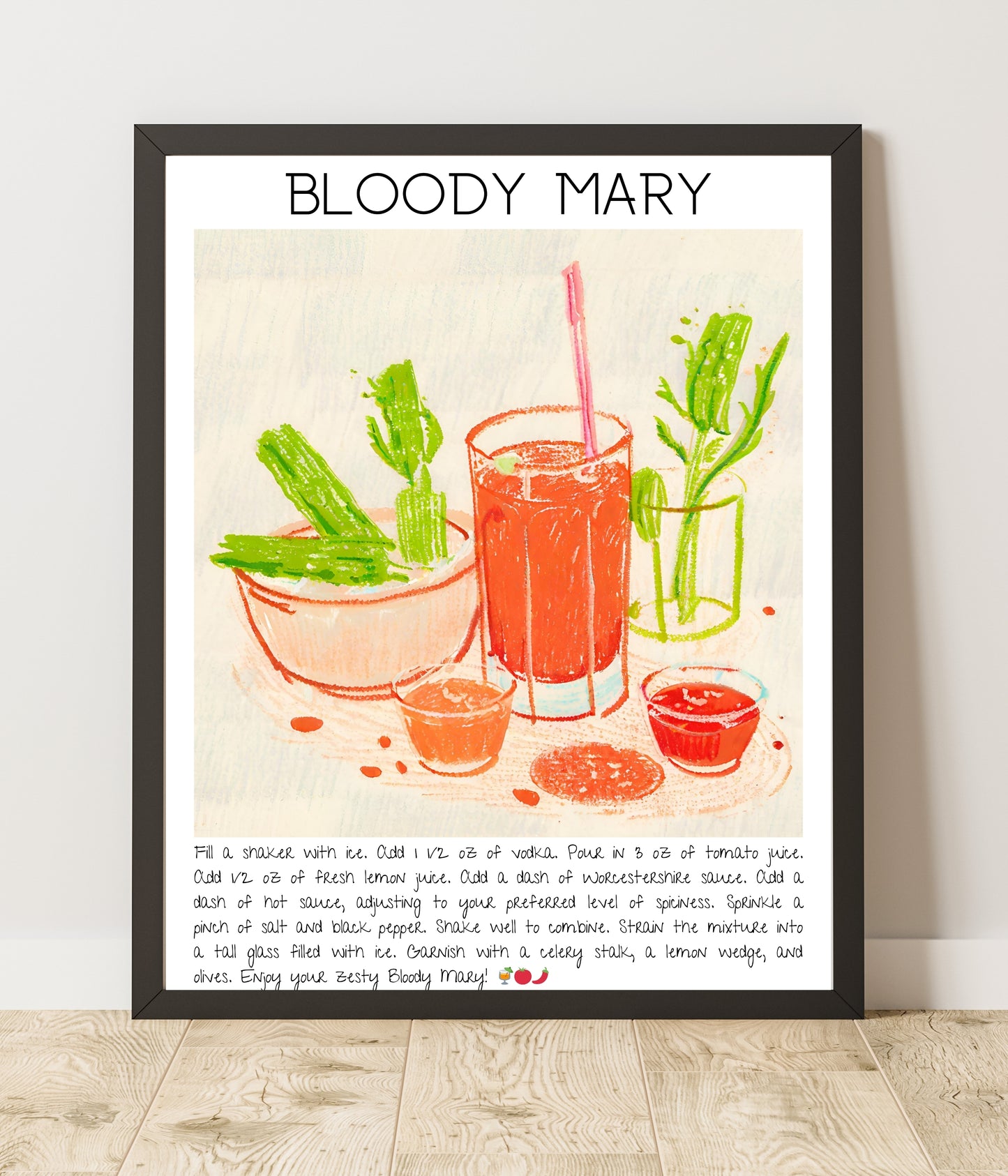 Art Print Kokteyl Tasarım Poster Bloody Mary Bar Dekor