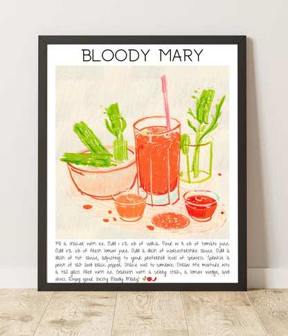 Art Print Kokteyl Tasarım Poster Bloody Mary Bar Dekor