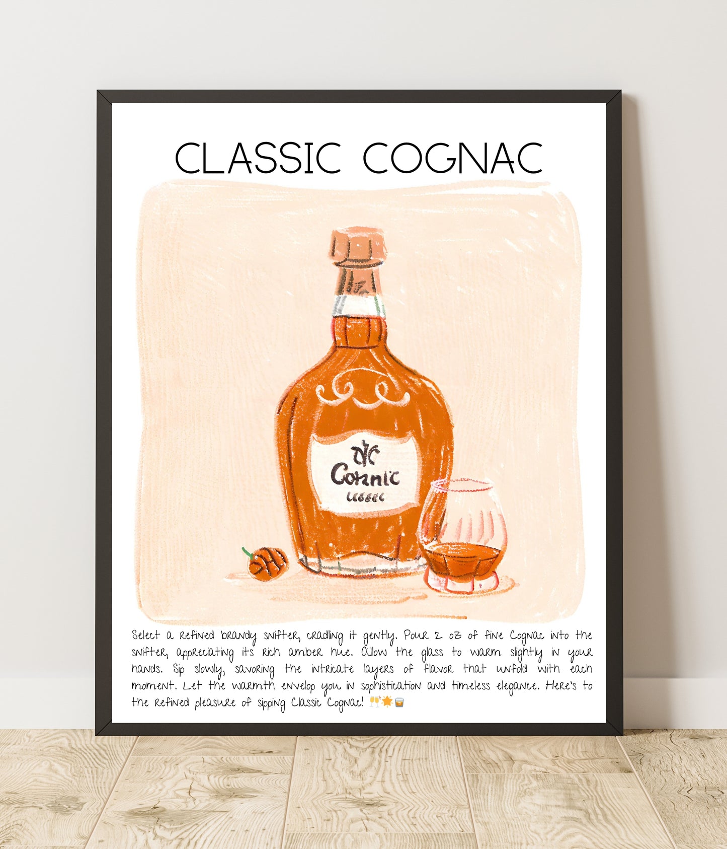 Art Print Design Drink Poster Classic Cognac Bar Decor