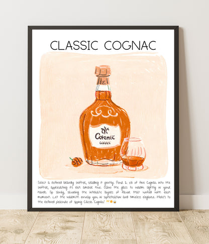 Art Print Tasarım Kokteyl Poster Classic Cognac Bar Dekor