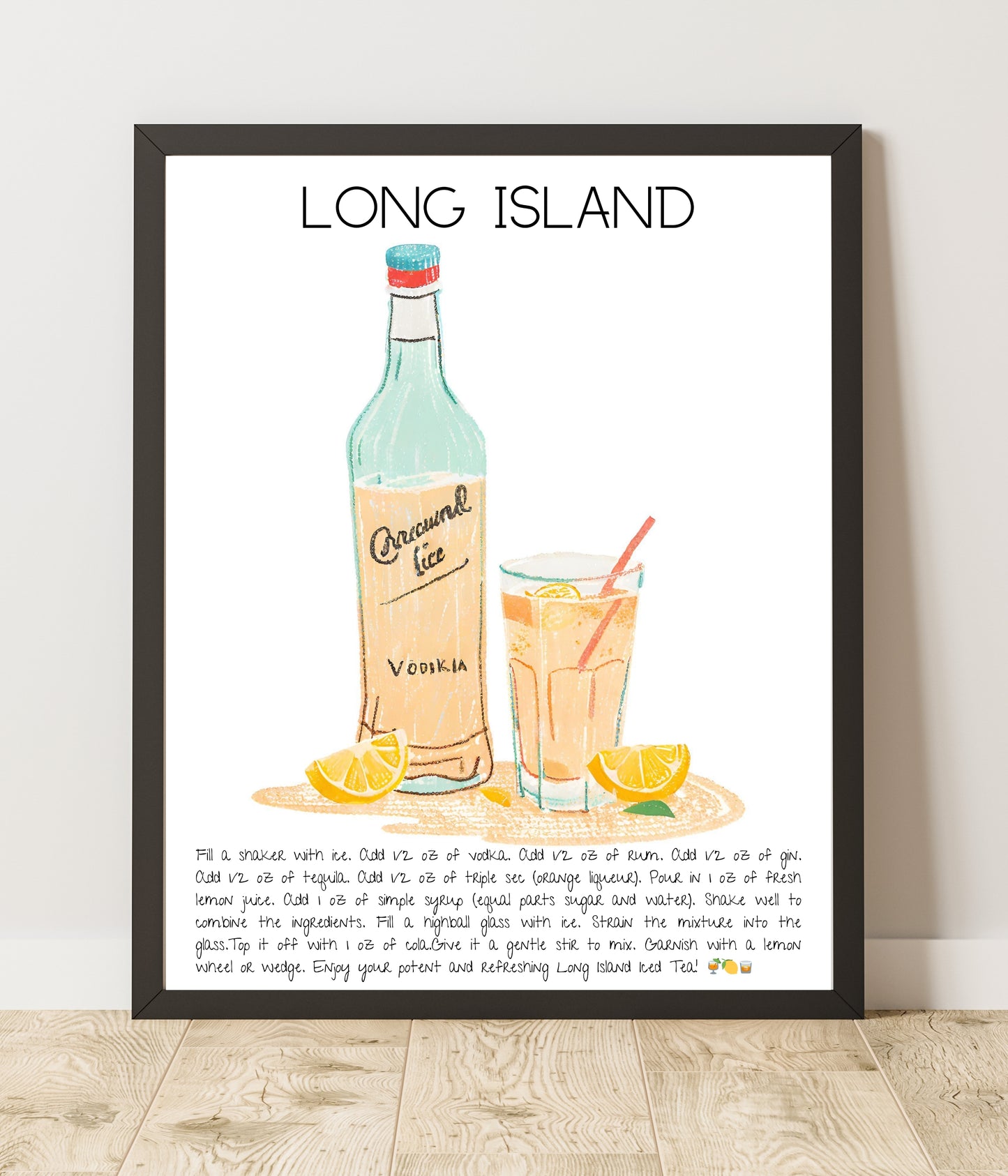 Art Print Tasarım Kokteyl PosterLong Island Bar Dekor