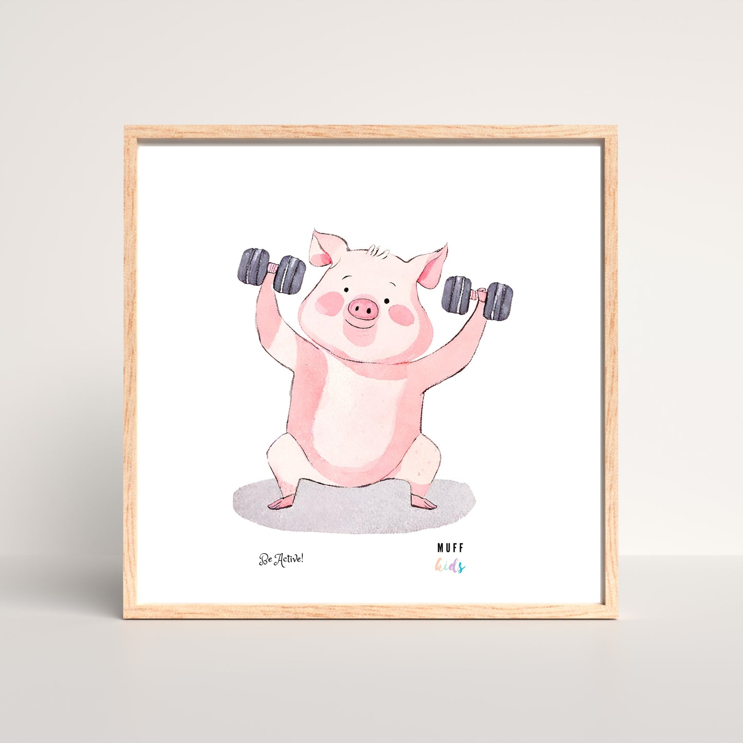 Be Active Animals No.1 Art Print Tasarım Çocuk Odası Posteri