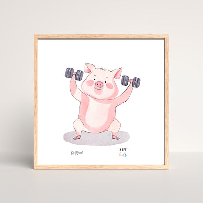 Be Active Animals No.1 Art Print Tasarım Çocuk Odası Posteri