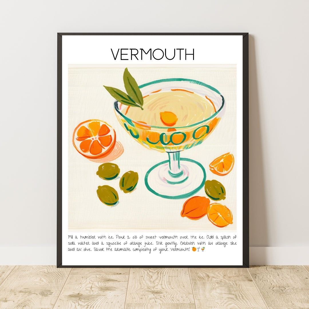 Cocktail Art Print Design Poster Vermouth Bar Decor