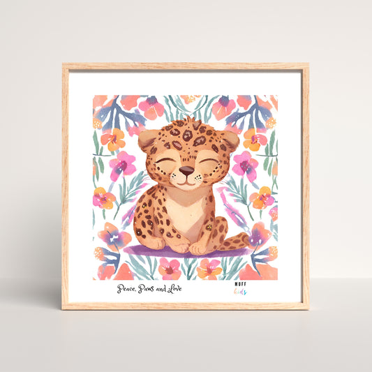 Peace, Paws and Love Tiger No:1 Art Print Poster For Kids