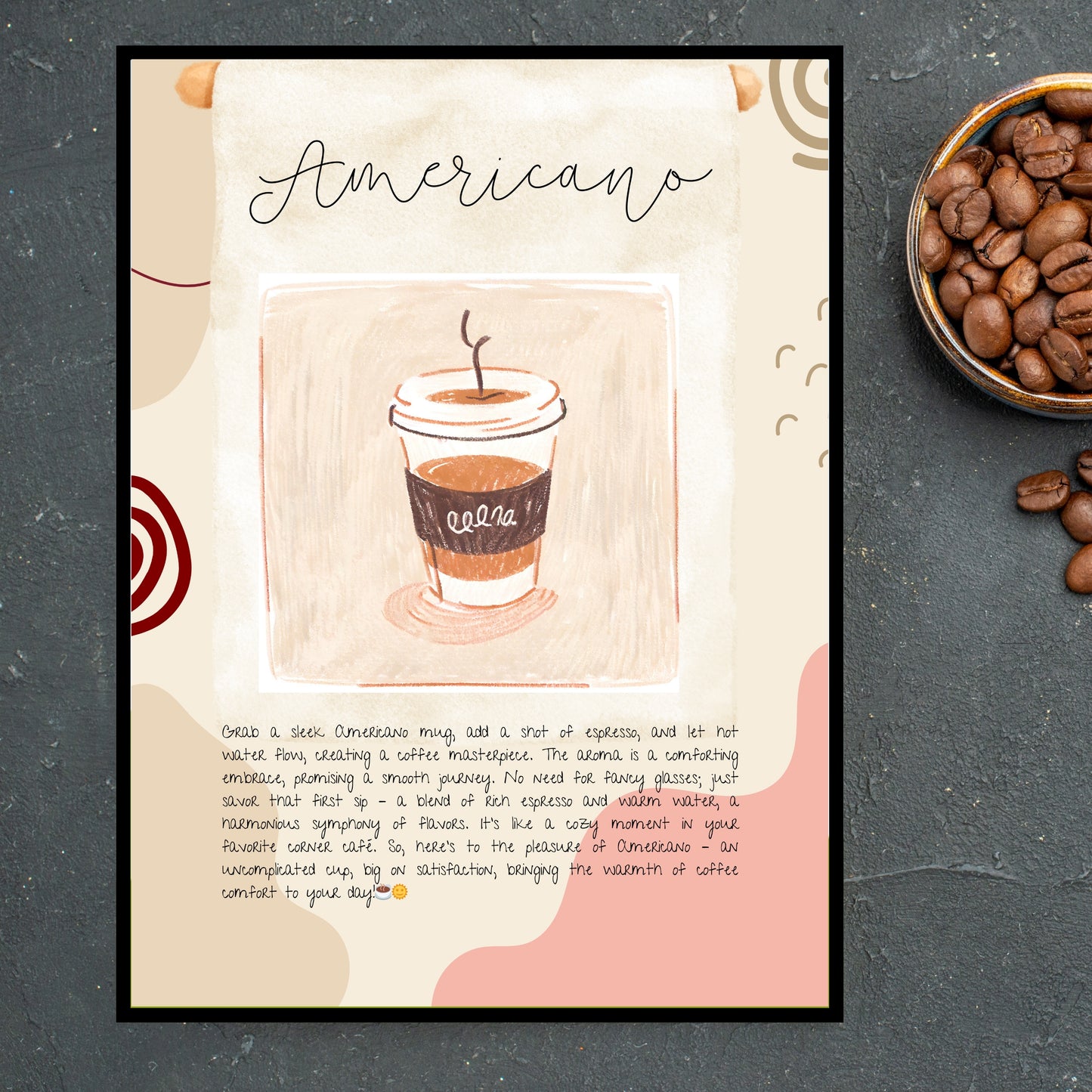 Art Print Design Poster Coffee Americano