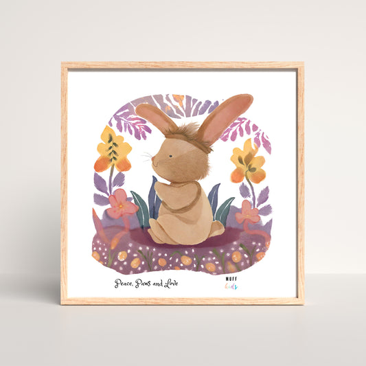 Peace, Paws and Love Rabbit No:2 Art Print Poster For Kids