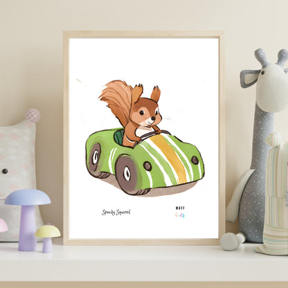 Speedy Squirrels Art Print Tasarım Çocuk Odası Posteri