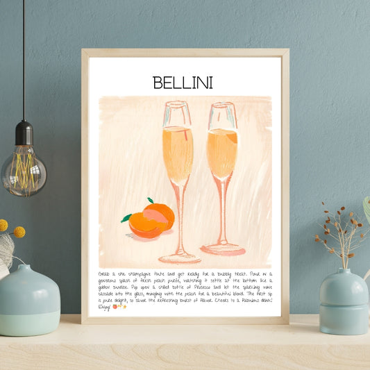 Cocktail Art Print Design Poster Bellini Bar Decor