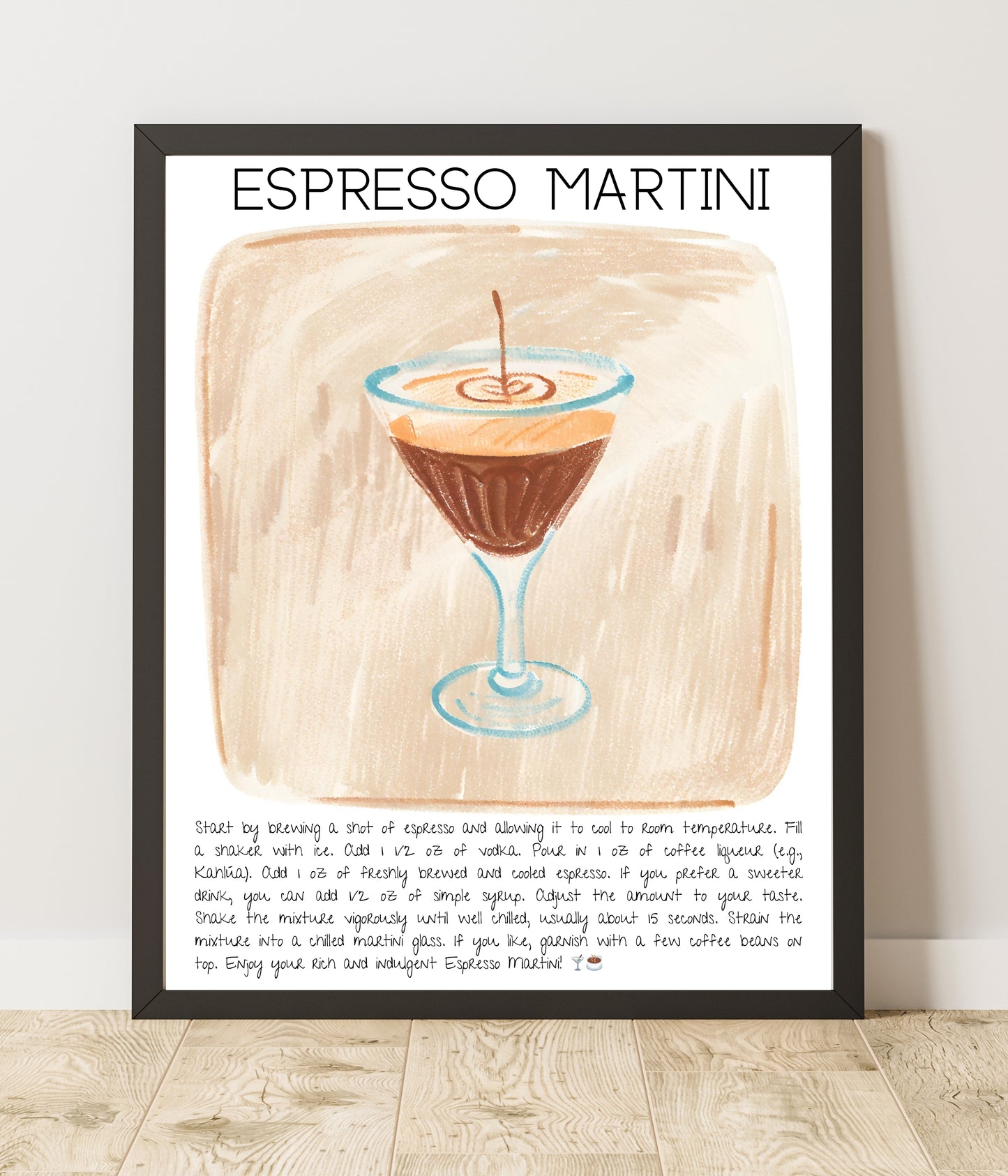 Art Print Tasarım Kokteyl Poster Espresso Martini Bar Dekor