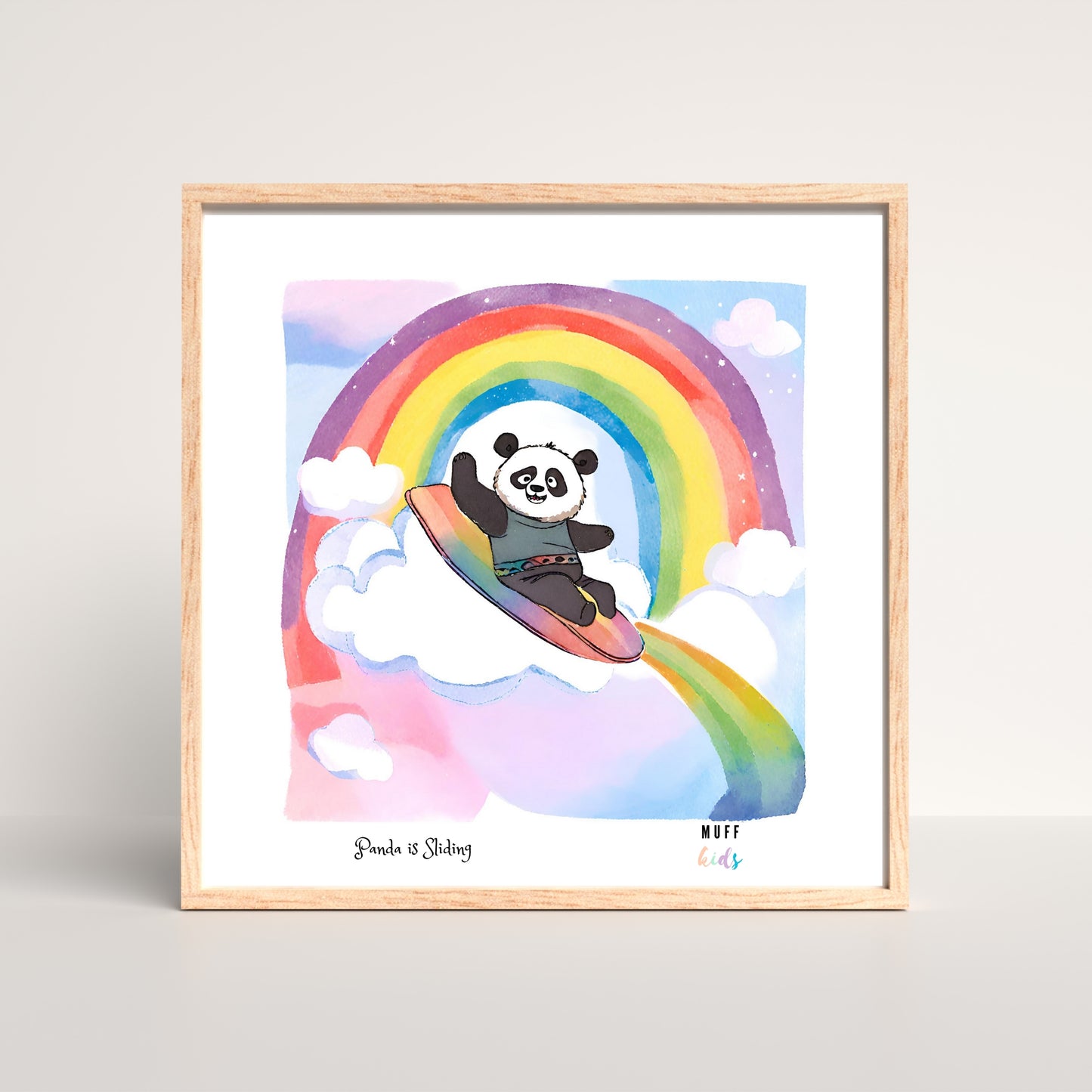 Kids Art Print Design Panda Sliding No.2 Poster For Kids