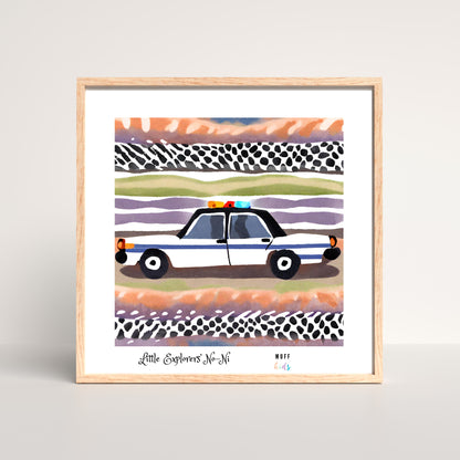 Little Explorers' Police Cars Art Print Poster For Kids