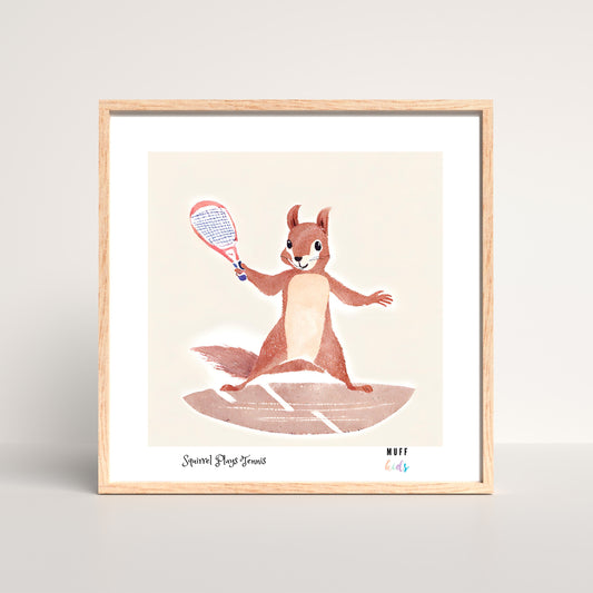 Kids Art Print Design Sportive Squirrel No.2 Poster For Kids