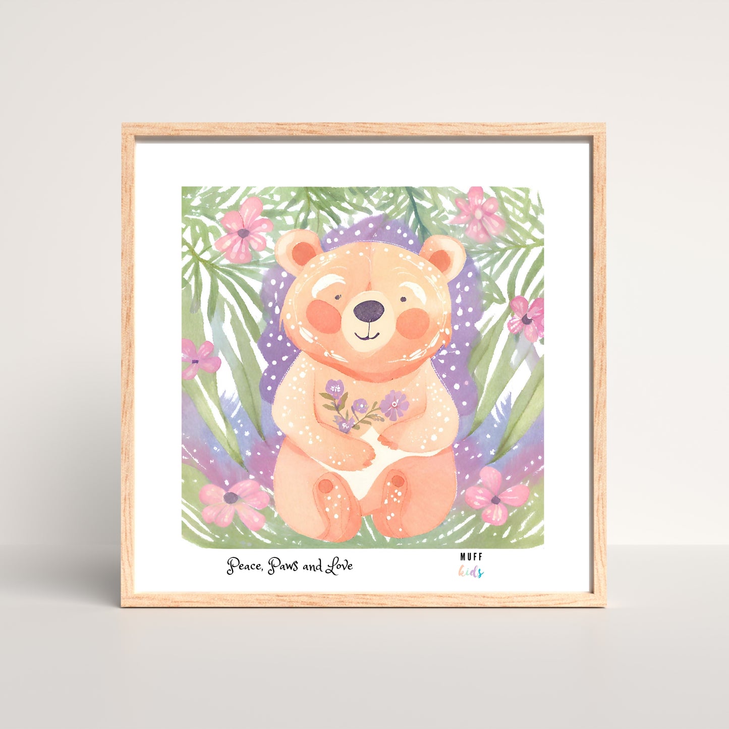 Peace, Paws and Love Bear No:2 Art Print Tasarım Çocuk Odası Posteri