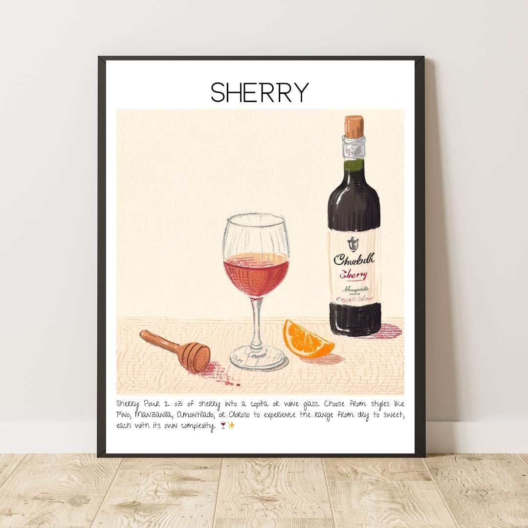 Cocktail Art Print Design Poster Sherry Bar Decor