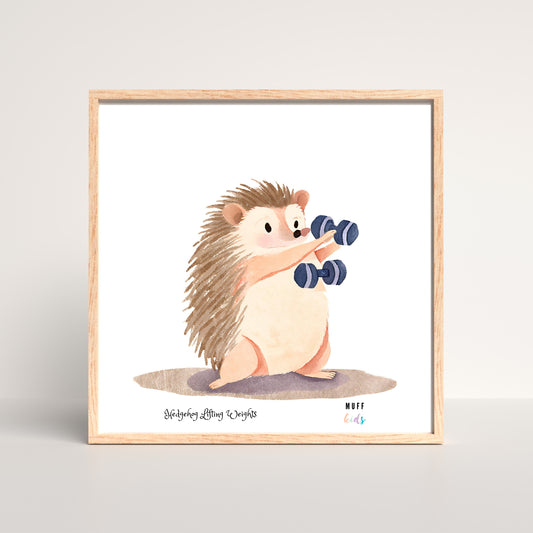 Kids Art Print Design Sportive Hedgehog No.1 Poster For Kids