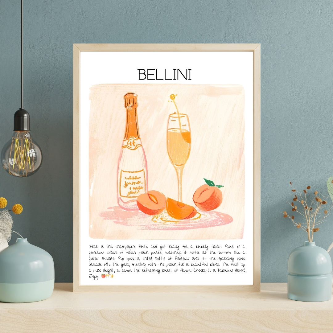 Cocktail Art Print Design Poster Bellini Bar Decor