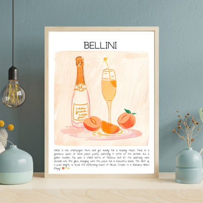 Cocktail Art Print Design Poster Bellini Bar Decor