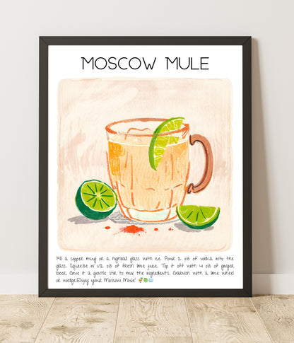 Art Print Tasarım Kokteyl Poster Moscow Mule Bar Dekor