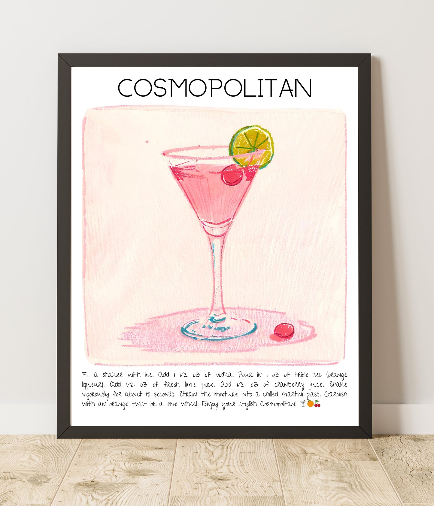 Cocktail Art Print Design Poster Cosmopolitan Bar Decor