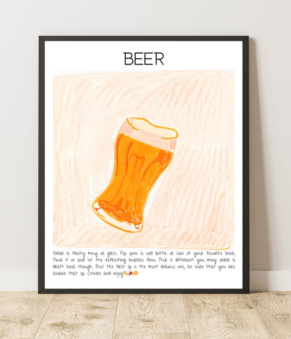 Art Print Drink Poster Beer Bar Decor