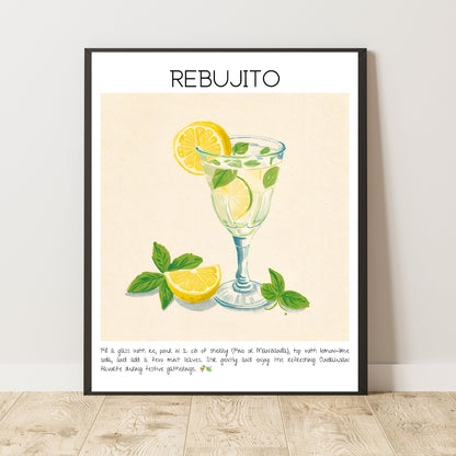 Cocktail Art Print Design Poster Rebujito Bar Decor