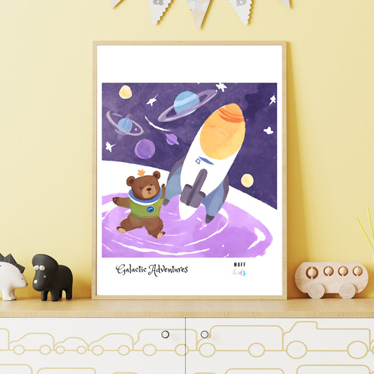 Galactic Adventurers No.15 Art Print Tasarım Çocuk Odası Posteri 