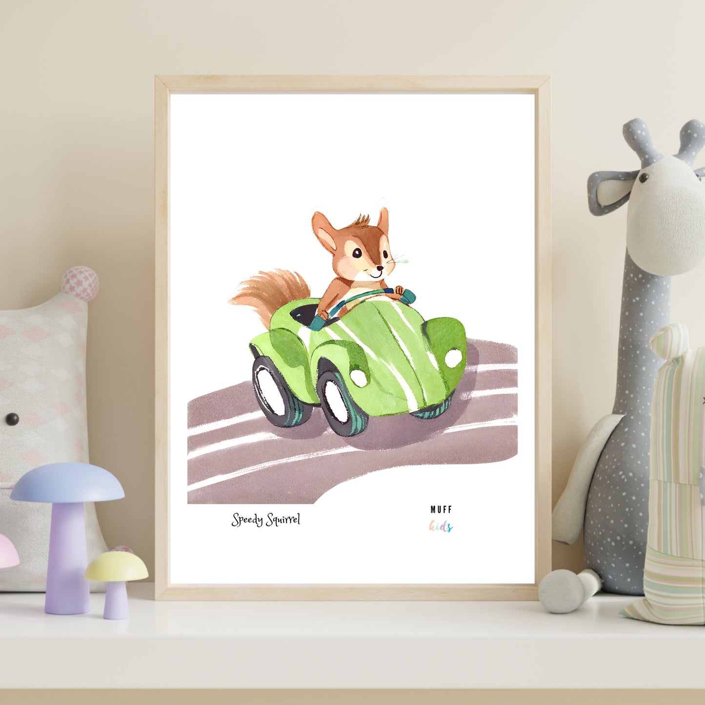 Speedy Squirrels Art Print Tasarım Çocuk Odası Posteri