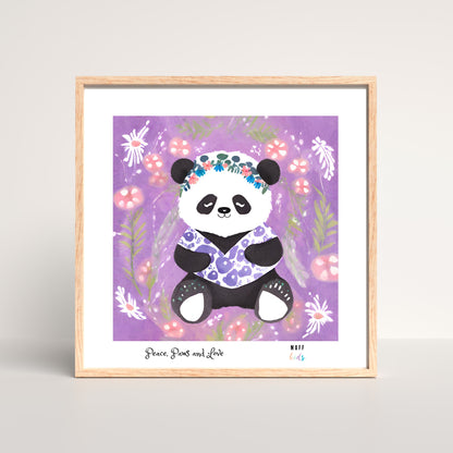 Peace, Paws and Love Panda No:1 Art Print Tasarım Çocuk Odası Posteri