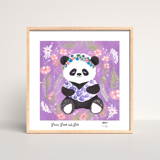 Peace, Paws and Love Panda No:1 Art Print Poster For Kids