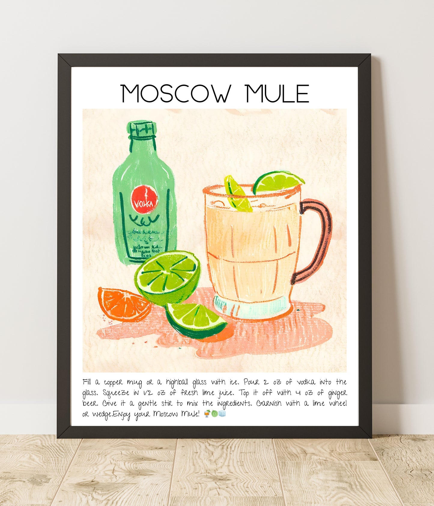 Cocktail Art Print Design Poster Moscow Mule Bar Decor