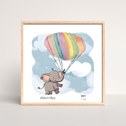 Kids Art Print Flying Elephant No.3 Poster For Kids