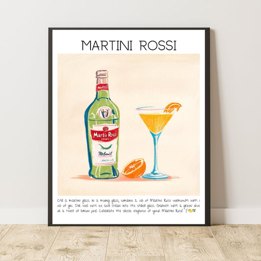 Art Print Tasarım Kokteyl Poster Martini Rossi Bar Dekor