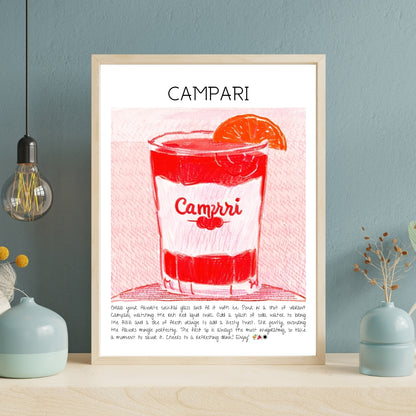 Art Print Tasarım Kokteyl Poster Campari Bar Dekor