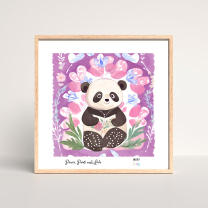 Peace, Paws and Love Panda No:3 Art Print Tasarım Çocuk Odası Posteri