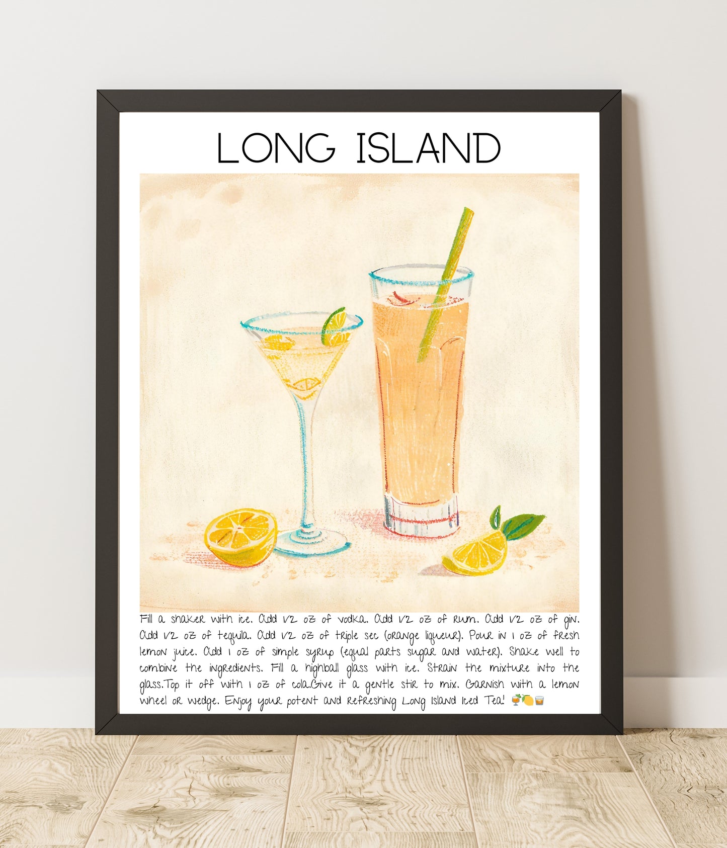 Art Print Tasarım Kokteyl PosterLong Island Bar Dekor