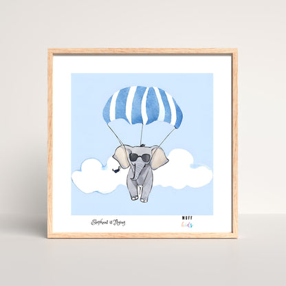 Kids Art Print Flying Elephant No.6 Poster For Kids