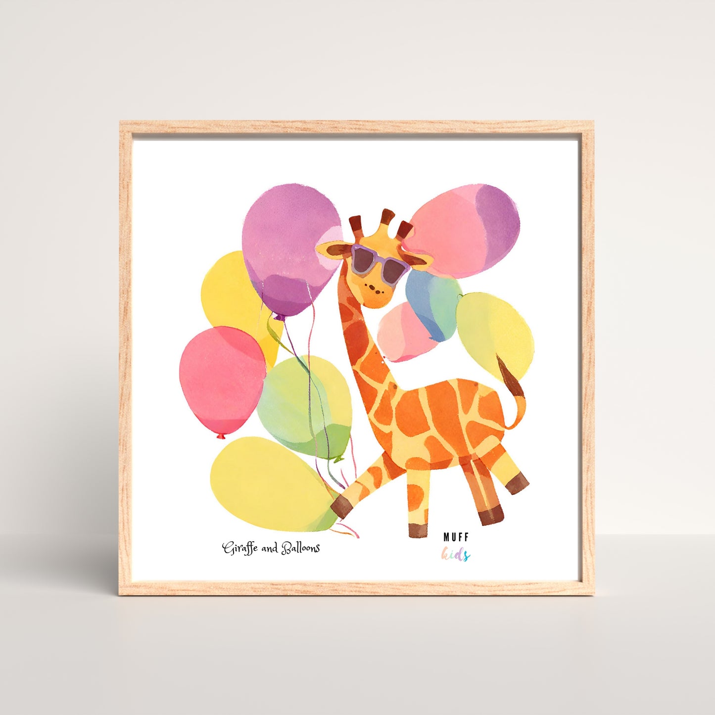 Animals With Balloons Art Print Tasarım Çocuk Odası Posteri